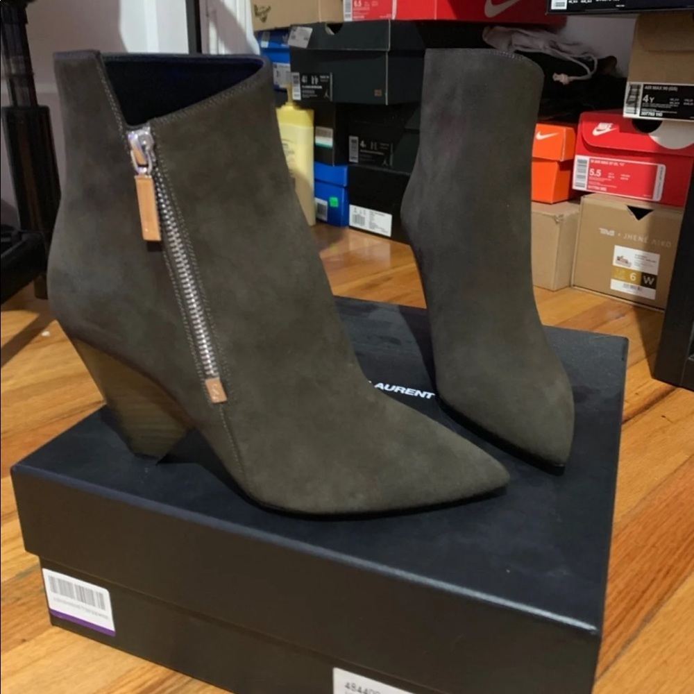 YSL Saint Laurent Niki 85 Suede Ankle Boots
